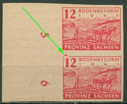 SBZ Provinz Sachsen 1945 Bodenreform Plattenfehler 86 xa I postfrisch, fleckig