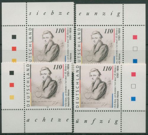 Bund 1997 Heinrich Heine 1962 alle 4 Ecken postfrisch (E2830)