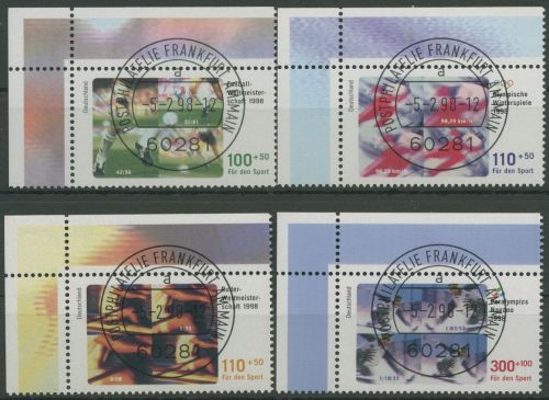 Bund 1998 Sporthilfe Fußball Olympia Rudern 1968/71 Ecke 1 TOP-Stempel (E2849)