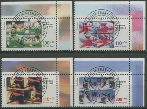 Bund 1998 Sporthilfe Fußball Olympia Rudern 1968/71 Ecke 2 TOP-Stempel (E2852)