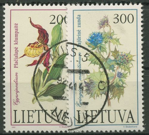 Litauen 1992 Rotes Buch Gefährdete Pflanzen Frauenschuh Distel 499/00 gestempelt