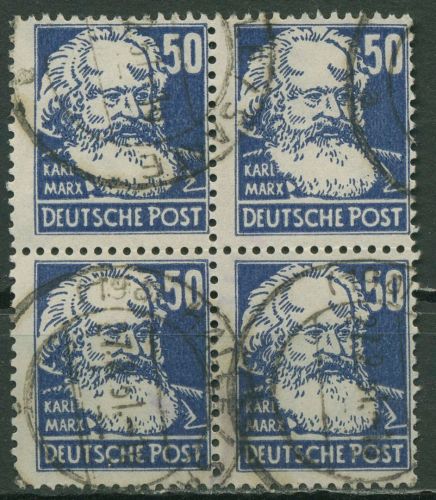 SBZ Allgemeine Ausgabe 1948 Persönlichkeiten Karl Marx 224 4er-Block gestempelt