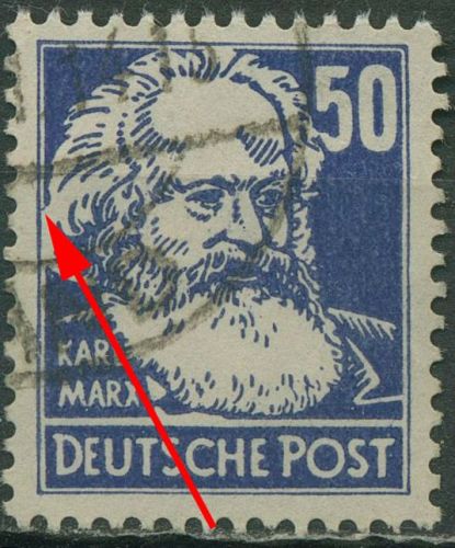 SBZ Allgemeine Ausgabe 1948 Karl Marx mit Plattenfehler 224 f 48b gestempelt
