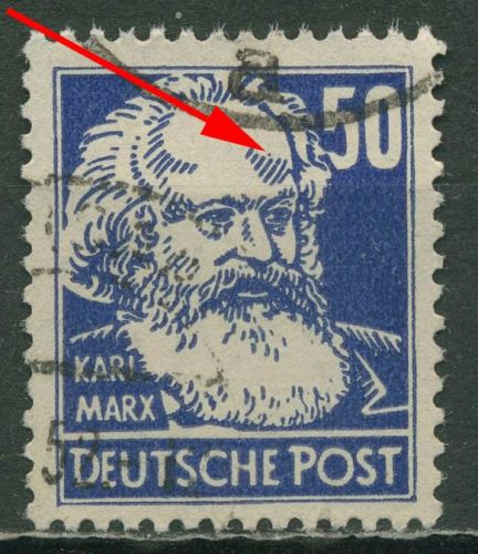 SBZ Allgemeine Ausgabe 1948 Karl Marx mit Plattenfehler 224 f 40a gestempelt