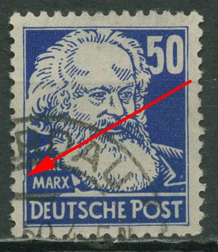 SBZ Allgemeine Ausgabe 1948 Karl Marx mit Plattenfehler 224 f 25a gestempelt