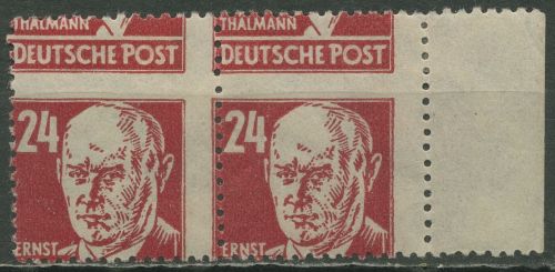SBZ Allgemeine Ausgabe 1948 Ernst Thälmann stark verzähnt 220 a Paar mit Falz
