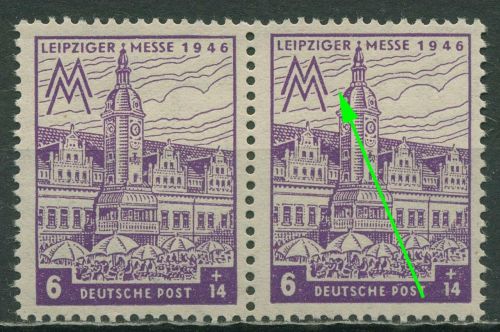 SBZ West-Sachsen 1946 Leipziger Messe WZ X Plattenfehler 162 AX II postfrisch