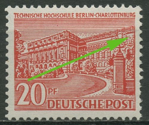 Berlin 1949 Berliner Bauten mit Plattenfehler 49 XIII postfrisch, kl. Zahnfehler