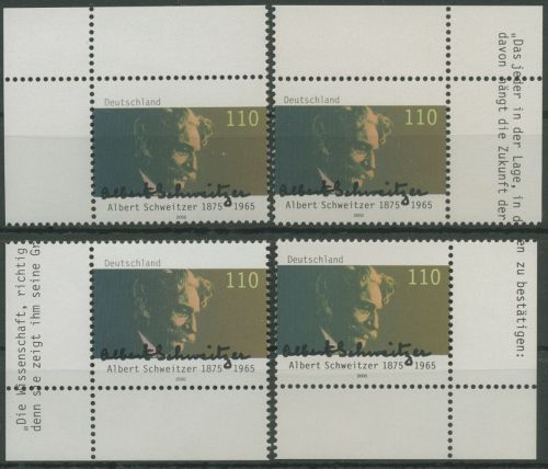 Bund 2000 Albert Schweitzer 2090 alle 4 Ecken postfrisch (E3129)
