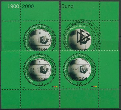 Bund 2000 Deutscher Fußballbund DFB 2091 alle 4 Ecken mit TOP-Stempel (E3132)