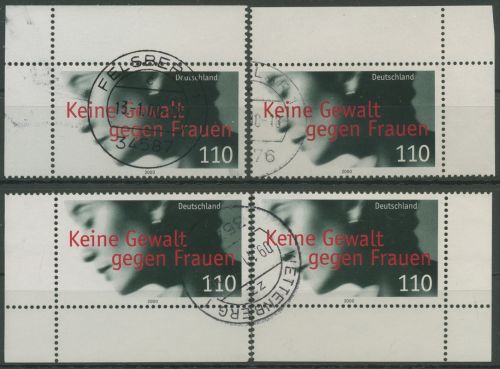 Bund 2000 Keine Gewalt gegen Frauen 2093 alle 4 Ecken gestempelt (E3139)