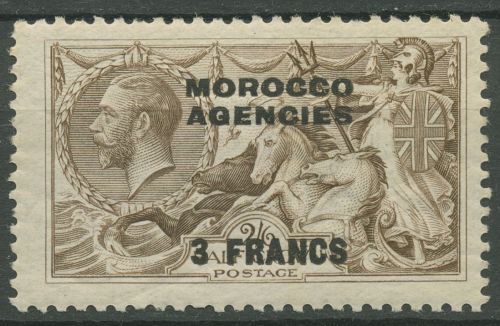 Britische Post in Marokko 1924 König Georg V. 210 postfrisch, kleine Fehler