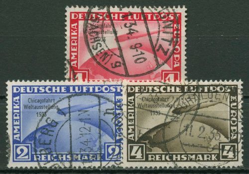 Deutsches Reich 1933 Zeppelin Chicagofahrt 496/98 gestempelt