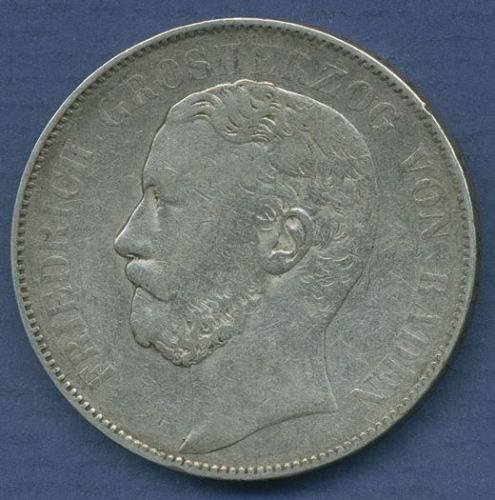 Baden Vereinstaler 1869, Großherzog Friedrich, J 85 s-ss (m3878)