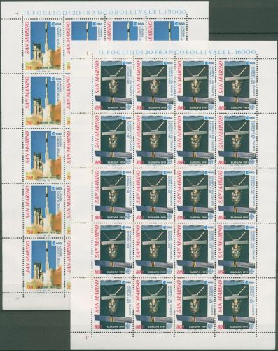 San Marino 1991 Europa CEPT Raumfahrt 1465/66 ZD-Bogen postfrisch (SG61412)