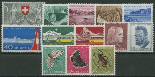 Schweiz Jahrgang 1953 komplett 580/92 postfrisch (G60004)