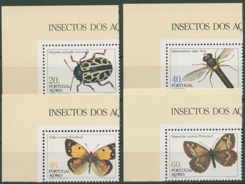 Portugal - Azoren 1985 Insekten 369/72 A Ecke postfrisch