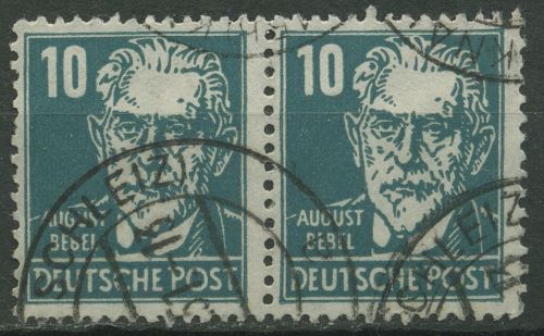 SBZ Allgemeine Ausgabe 1948 August Bebel 215 a waagerechtes Paar gestempelt