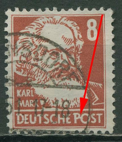 SBZ Allgemeine Ausgabe 1948 Karl Marx mit Plattenfehler 214 a f02k gestempelt