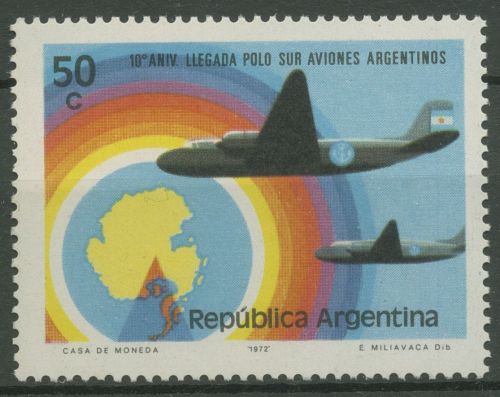 Argentinien 1973 Flug zum Südpol Antarktis Flugzeug 1141 postfrisch