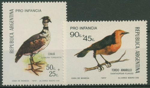 Argentinien 1973 Vögel Halsbandtschaja Gelbstärling 1142/43 postfrisch