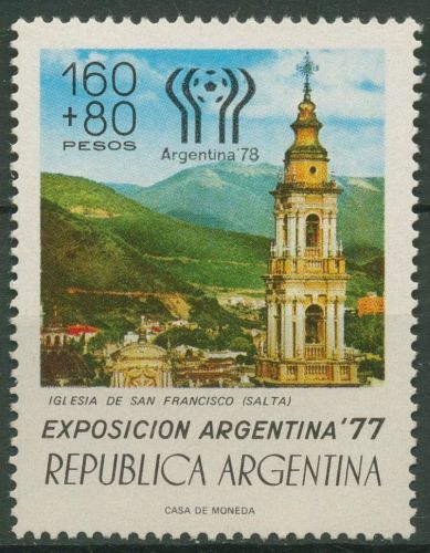 Argentinien 1978 Fußball-WM MiNr.1310 mit Aufdruck Glockenturm 1322 postfrisch