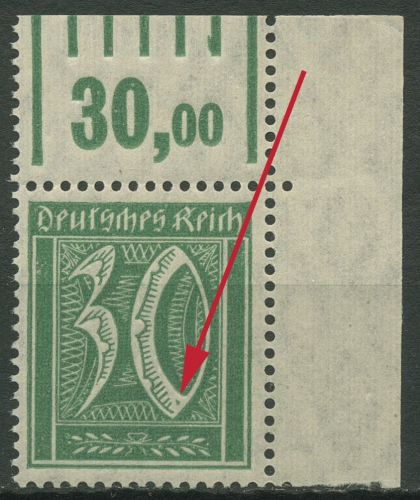 Deutsches Reich 1921 Ziffern mit Plattenfehler 162 PF I Ecke 2 postfrisch