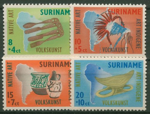 Surinam 1960 Volkskunst Töpferei Federschmuck 371/74 mit Falz