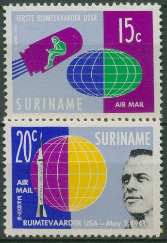 Surinam 1961 Bemannte Weltraumfahrt Wostok 1, Mercury-Rakete 406/07 postfrisch