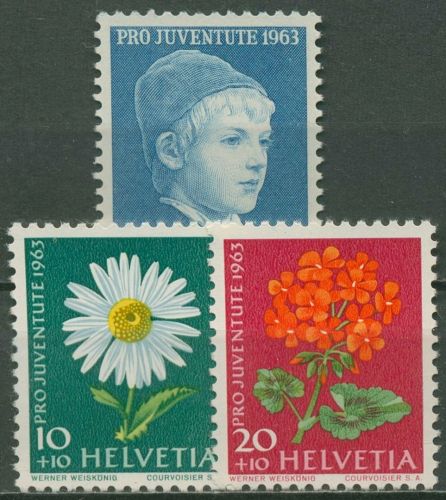 Schweiz 1963 Pro Juventute Knabenbildnis Blumen 786/88 x postfrisch