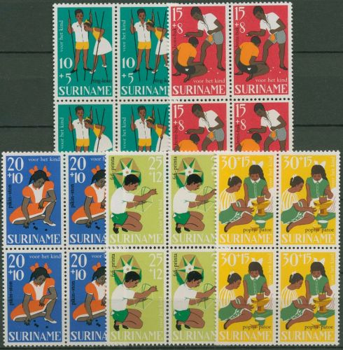 Surinam 1967 Voor het Kind Kinderspiele 528/32 4er-Block postfrisch