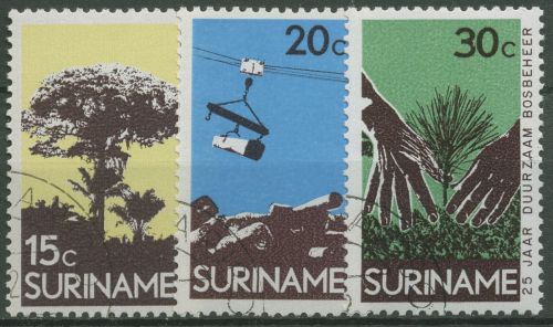 Surinam 1972 Forstverwaltung Bäume 643/45 gestempelt