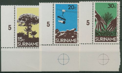 Surinam 1972 Forstverwaltung Bäume 643/45 Ecke postfrisch