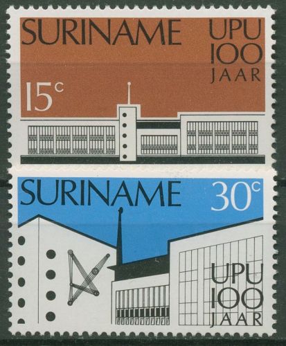 Surinam 1974 Weltpostverein UPU Postamt Paramaribo 680/81 postfrisch