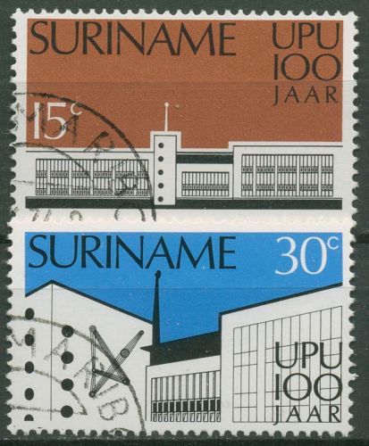 Surinam 1974 Weltpostverein UPU Postamt Paramaribo 680/81 gestempelt