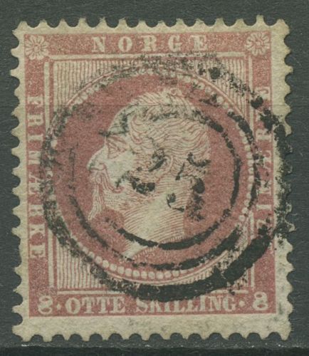 Norwegen 1856/57 König Oskar I. 8 Skilling, 5 gestempelt Nr.-Stempel 25 Bergen