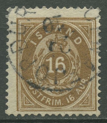 Island 1876 Ziffer mit Krone im Oval 9 A gestempelt VAPNAFJORDUR
