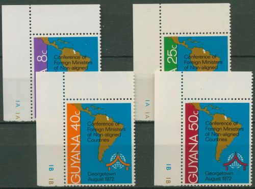 Guyana 1972 Außenministerkonferenz Landkarte Südamerika 422/25 Ecke postfrisch