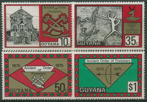 Guyana 1975 100 Jahre Försterorden Blockhaus Felszeichnung 493/96 postfrisch