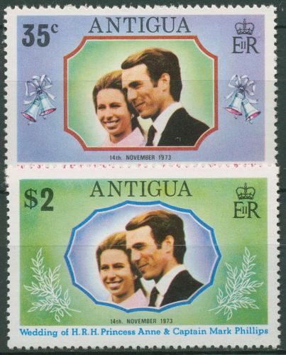 Antigua 1973 Hochzeit Prinzessin Anne & Marc Phillips 310/11 postfrisch