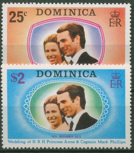Dominica 1973 Hochzeit Prinzessin Anne & Marc Phillips 379/80 postfrisch
