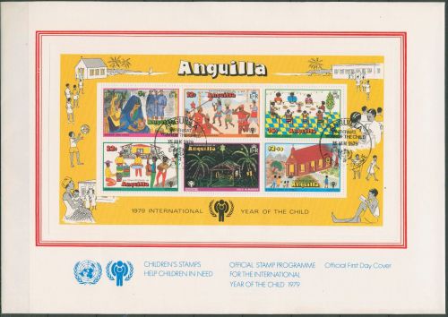 Anguilla 1979 Jahr des Kindes Kinderzeichnungen Block 23 FDC (SG61420)