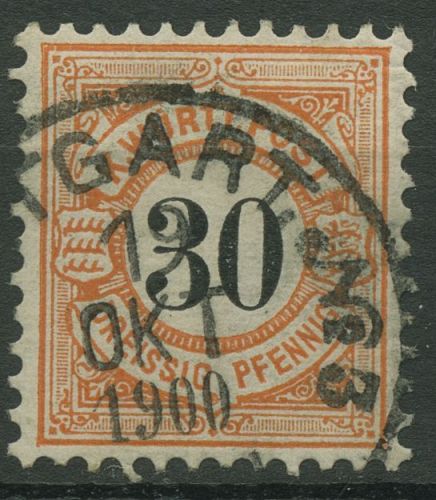 Württemberg 1900 schwarze Ziffern im Kreis 61 gestempelt