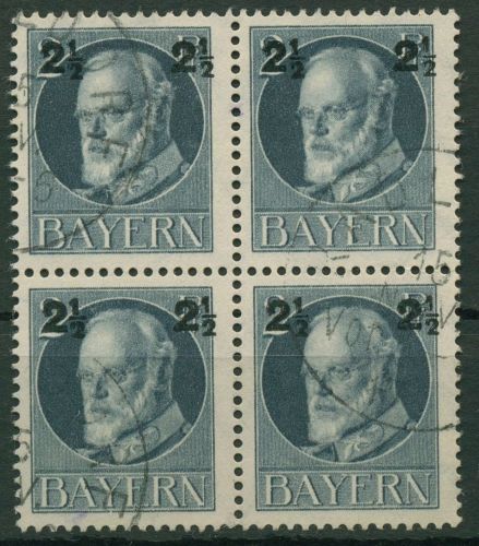 Bayern 1916/20 König Ludwig III. Kriegsdruck 111 A 4er-Block gestempelt