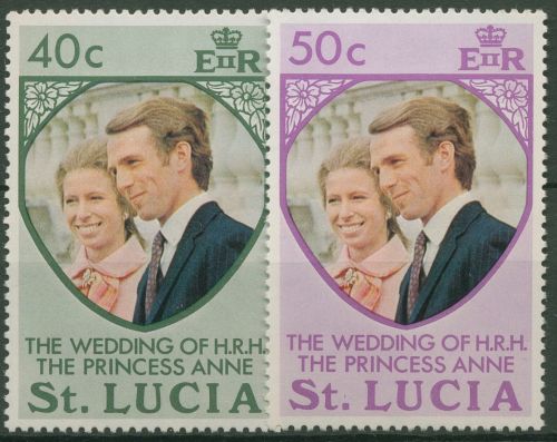 St. Lucia 1973 Hochzeit Prinzessin Anne & Marc Phillips 341/42 postfrisch