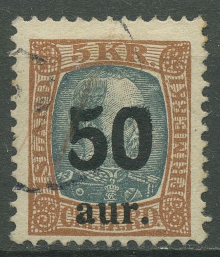 Island 1925 König Christian IX. neuer Wertaufdruck 113 gestempelt, kl. Fehler