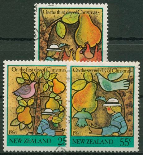 Neuseeland 1986 Weihnachten Vögel Birnbaum 971/73 gestempelt