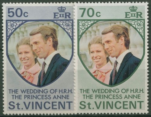 St. Vincent 1973 Hochzeit Prinzessin Anne & Mark Phillips 337/38 postfrisch