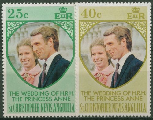 St. Christopher-Nevis-Anguilla 1973 Hochzeit Prinzessin Anne 266/67 postfrisch