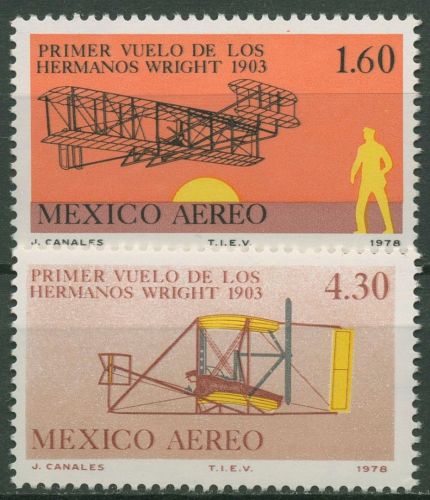 Mexiko 1978 1. Motorflug Wright Flyer 1617/18 postfrisch
